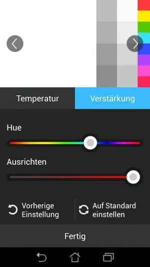 Abbildung 1: Mit der App "Splendid" lassen sich Farben und Darstellungsatmosphäre auf dem Fonepad nach Lust und Laune verändern und anpassen.
