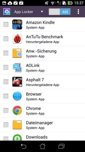Abbildung 3: Weggesperrt: Mit dem App Locker lassen sich einzelne Anwendungen vor neugierigen Blicken schützen.