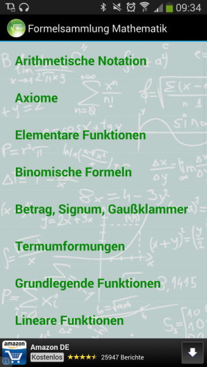 Jedes Fachgebiet ist in verschiedene Kategorien unterteilt.