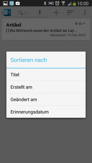 Damit Sie nicht den Überblick verlieren, können Sie die Notizen durch die App sortieren lassen.
