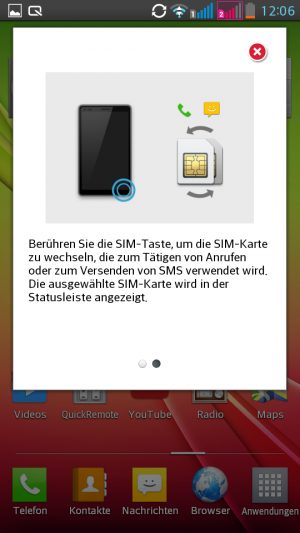 Abbildung 2: Praktisch: Der Wechsel der aktiven SIM-Karte erfolgt über den vierten Sensor-Button.