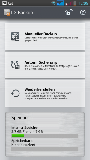 Abbildung 3: Die vorinstallierte Backup-App ist wirklich brauchbar, sofern man die MicroSD dann auch sichert.