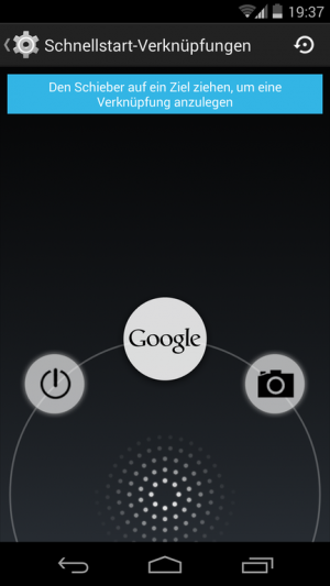 Abbildung 3: Hier legen Sie zusätzliche Schnellstartverknüpfungen für den Purity Lockscreen an.