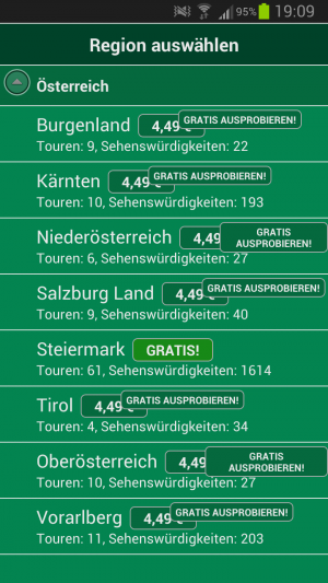 Abbildung 5: BikeNatureGuide bietet bis heute leider nur für Österreich Kartenmaterial an.