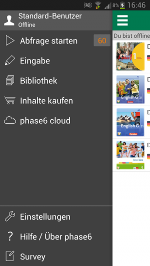 Abbildung 12: Die App nutzt das von anderen Android-Anwendungen bekannte Seitenmenü.