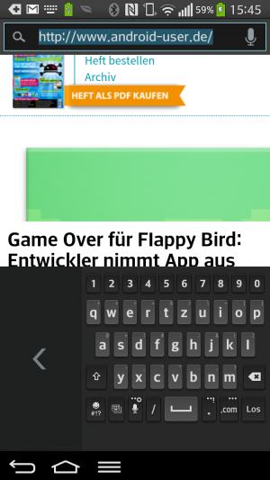 Abbildung 11: Tastatur und Buttons lassen sich zur Einhandbedienung an die Seite schieben.