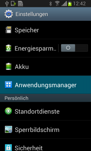 Abbildung 4: Öffnen Sie die App- oder Anwendungsverwaltung aus den Einstellungen.