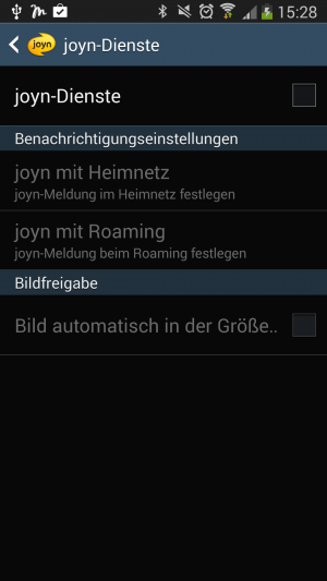 Abbildung 8: Der SMS-Nachfolger joyn kann nur in den Verbindungseinstellungen deaktiviert werden.
