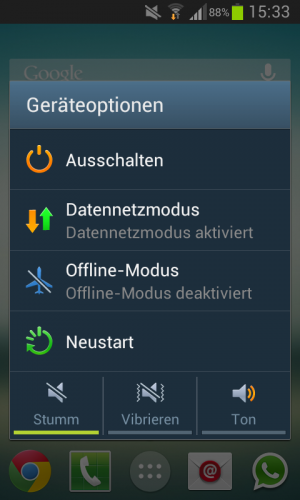 Abbildung 10: Mit abgeschalteter Datenleitung hält auch gleich der Akku des Handys viel länger durch.