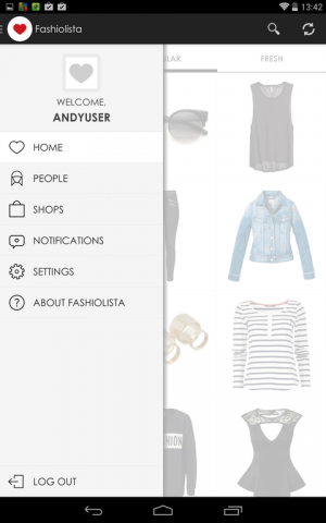 Die Fashiolista-App hält sich an die Android-Designregeln und sieht recht schlicht aus.