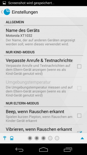 In den Einstellungen gibt es die Möglichkeit, Anrufe und SMS an das Eltern-Gerät zu melden. Wer ein Handy mit Thermometer besitzt, kann auch diese Option nutzen.