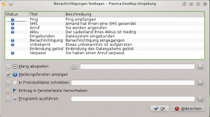 Zu jedem Event gibt es spezielle erweiterte Einstellungsmöglichkeiten, wie individuelle Sounds oder ein Programm ausführen.