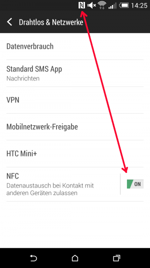 NFC ausschalten und schon verschwindet das ungeliebte Symbol aus der Statusleiste.