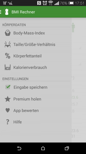 Der BMI Rechner hält sich an die Google-Designrichtlinien und sieht entsprechend modern aus.
