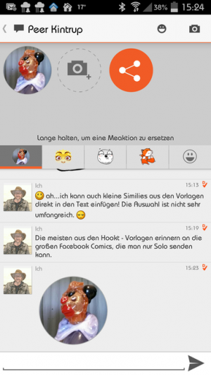 Bei einer ?Meation? handelt es sich um eine Aufnahme mit der Frontkamera. (Der Autor hat sich durch eine Figur vertreten lassen, die auf seinem Schreibtisch stand.)