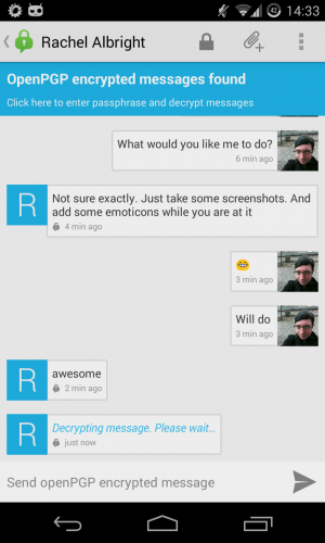 Als freie Software setzt Conversation auch auf die zugehörigen Open-Source-Tools wie OpenGPG.