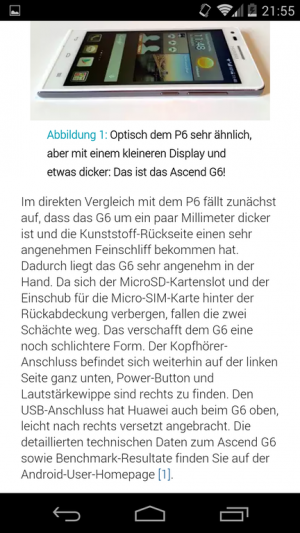 Als Alternative zur Grafischen Ansicht auf kleineren Displays bietet sich die Textansicht im HTML-Modus an.