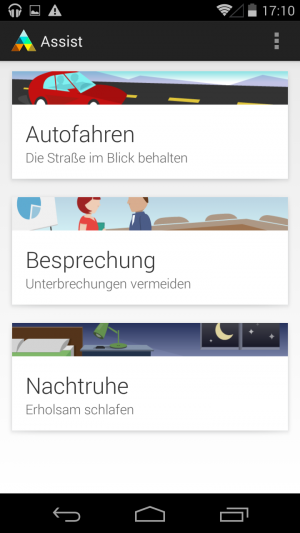 Abbildung 3: Die Autofahr-Funktion des Motorola Assistenten gibt es nur beim Moto X, nicht beim Moto G.