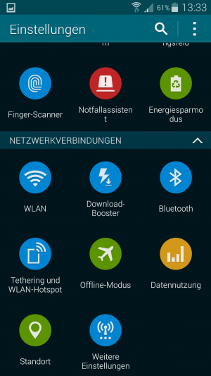 Abbildung 5: Samsung hat die Android-Einstellungen komplett überarbeitet. Viele Menüpunkte muss man erst mal suchen.