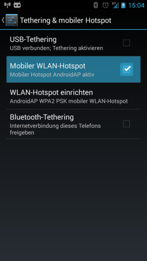 Abbildung 3: Mit einem WLAN-Hotspot geben Sie Ihre Internetanbindung für weitere Geräte frei.