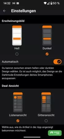 Einstellungen der DealDoktor App