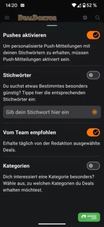 Deal Alarm einrichten