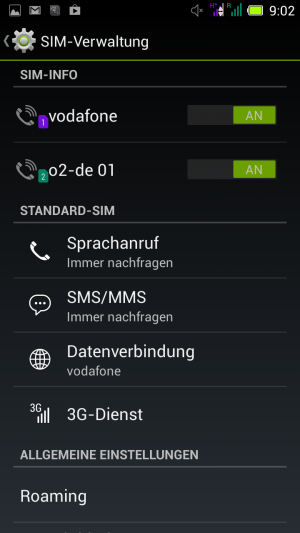 Die SIM-Verwaltung ist narrensicher, es kann aber immer nur eine Karte im 3G-Modus sein.