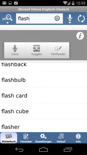 Die Eingabe erfolgt alternativ zur Tastatur via Sprache, über Google Goggles oder per Stifteingabe.