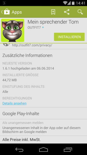 Wer sehen möchte, welche Berechtigungen die App im Detail erhalten möchte, muss nach ganz unten scrollen und hier auf Details tippen.