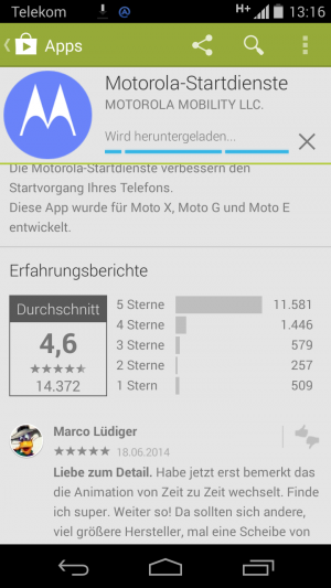 Eine der wenigen Apps, die bei jedem Update für Freude sorgt: Die Motorola-Startdienste.