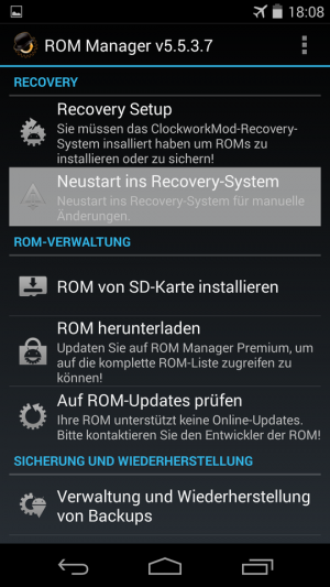 Der Neustart ins Recovery-System gehört bei allen Moddern zur täglichen Arbeit.