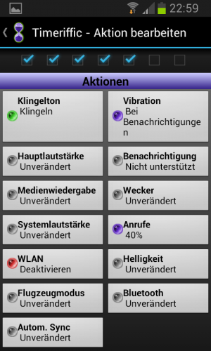 Die App bietet sehr viele Aktionen zur Auswahl an. Den Flugmodus zu schalten, ist seit einigen Android-Versionen von Google verboten.