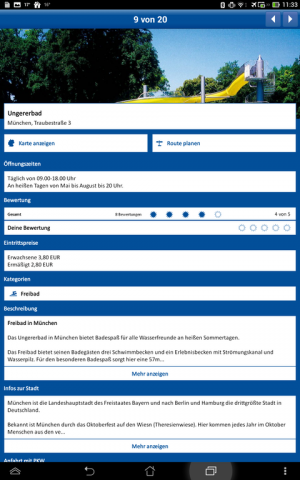 Der Strandbadguide kann auch auf einem 10? Tablet mehr Infos auf einen Blick liefern, aber nur im Portrait-Format.