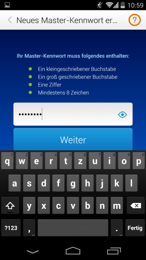 Mit dem Masterpasswort steht und fällt die Sicherheit der App und deiner Daten!