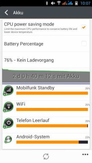 Im Standby hält das Allview P7 Xtreme problemlos eine Woche durch.