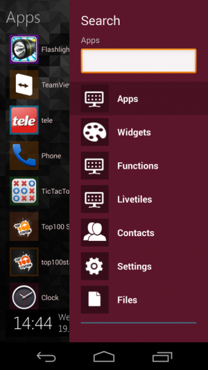 Die Sidebar erlaubt zu jeder Zeit Zugriff auf die wichtigsten Einstellungen und Apps.