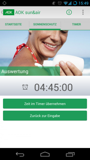 Dank des eingebauten Timers, kann man sich beruhigt in die Sonne legen.