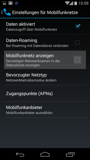 Neu seit Android 4.4.4: Die Anzeige des Mobilfunkproviders lässt sich deaktivieren.