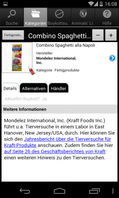 Auf der Detailansicht zu jedem Produkt ist eine Begründung für die Einstufung zu finden.