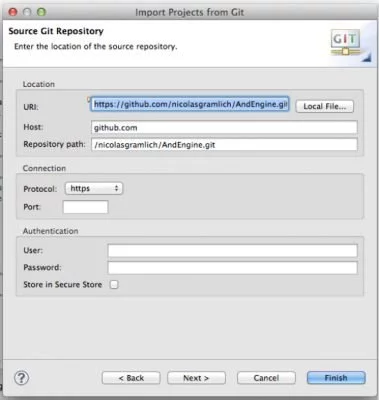 Hier gibst du die Adresse für das Github-Repository an.