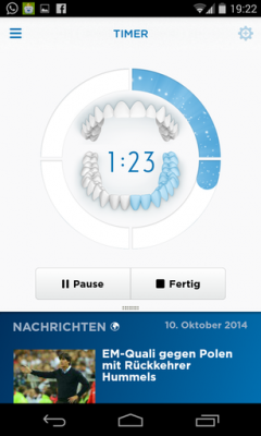 Die App motiviert zum Zähneputzen und dient zugleich als Timer. Nebenbei kannst du noch News lesen.