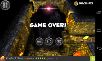 Game Over. Leider hat mir der Gegner den Garaus gemacht.