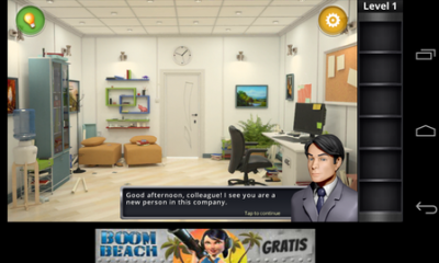 Ein Blick in das erste Zimmer/Level von Escape Quest. Der Tippgeber hilft dir am Anfang weiter.