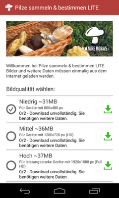Bevor du die App nutzen kannst, lädst du die Bildergalerie auf dein Smartphone.
