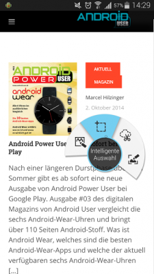 Beim Surfen kannst du an jeder beliebigen Stelle das S-Pen-Menü aufrufen und "Intelligente Auswahl" wählen.