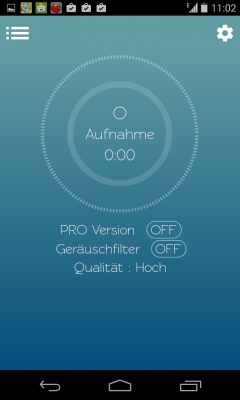 Nach dem Öffnen der App beginnst du deine Aufnahme.