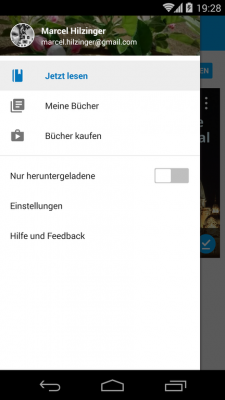Auch bei Google Play Books findet sich das nun endlich einheitliche Seitenmenü.