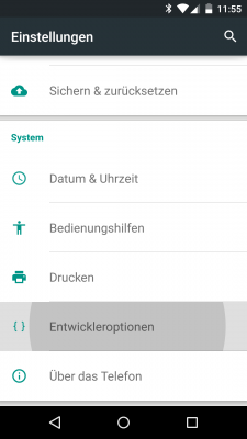 Die Checkbox für das USB-Debugging befindet sich in den Entwickleroptionen.