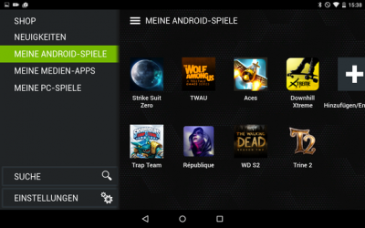 Wenn die Alterskontrolle eingebaut ist, erscheint im SHIELD Hub dann auch der GRID Gaming Service.