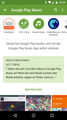 Das gestrige Update von Google Play Music bringt die technischen Voraussetzungen um YouTube Key zu benutzen.